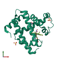 PDB entry 3v2v coloured by chain, front view.