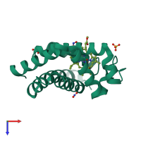 PDB entry 3v2v coloured by chain, top view.