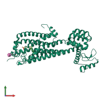 PDB entry 3v2y coloured by chain, front view.