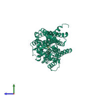 PDB entry 3v2y coloured by chain, side view.