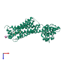 PDB entry 3v2y coloured by chain, top view.