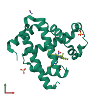 PDB entry 3v2z coloured by chain, front view.