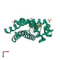 PDB entry 3v2z coloured by chain, top view.