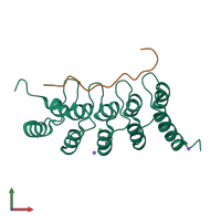 PDB entry 3v31 coloured by chain, front view.