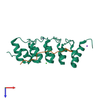 PDB entry 3v31 coloured by chain, top view.