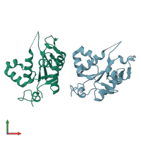 PDB entry 3v32 coloured by chain, front view.