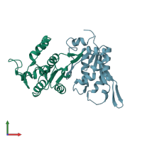 PDB entry 3v33 coloured by chain, front view.