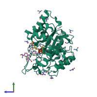 PDB entry 3v35 coloured by chain, side view.