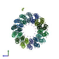 PDB entry 3v3c coloured by chain, side view.
