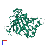 PDB entry 3v3g coloured by chain, top view.