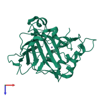PDB entry 3v3h coloured by chain, top view.