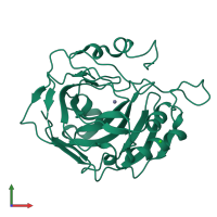 PDB entry 3v3i coloured by chain, front view.