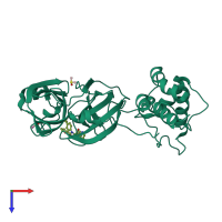 PDB entry 3v3m coloured by chain, top view.