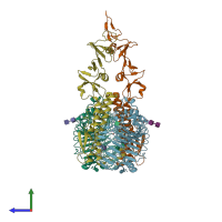 PDB entry 3v47 coloured by chain, side view.
