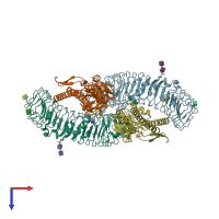 PDB entry 3v47 coloured by chain, top view.