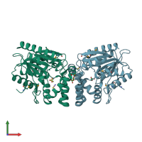 PDB entry 3v48 coloured by chain, front view.