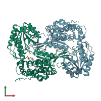 PDB entry 3v4c coloured by chain, front view.