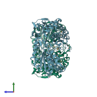 PDB entry 3v4c coloured by chain, side view.