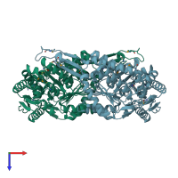 PDB entry 3v4c coloured by chain, top view.