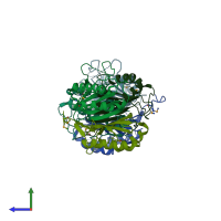 PDB entry 3v4d coloured by chain, side view.