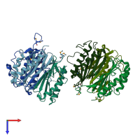 PDB entry 3v4d coloured by chain, top view.