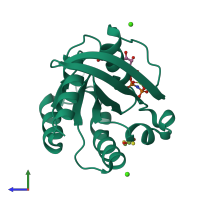 PDB entry 3v4f coloured by chain, side view.