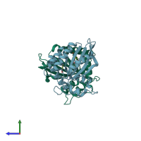 PDB entry 3v4j coloured by chain, side view.