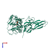 PDB entry 3v4l coloured by chain, top view.