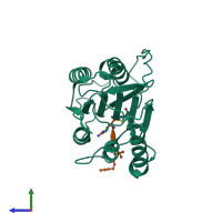 PDB entry 3v4o coloured by chain, side view.