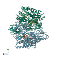 PDB entry 3v4r coloured by chain, side view.