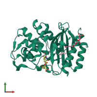 PDB entry 3v50 coloured by chain, front view.