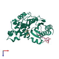 PDB entry 3v50 coloured by chain, top view.