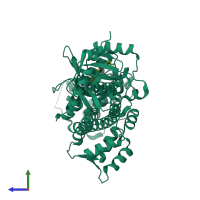 PDB entry 3v51 coloured by chain, side view.