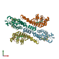 PDB entry 3v57 coloured by chain, front view.