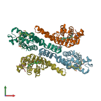 PDB entry 3v58 coloured by chain, front view.