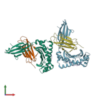 PDB entry 3v5d coloured by chain, front view.
