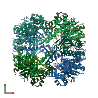 PDB entry 3v5e coloured by chain, front view.