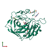 PDB entry 3v5g coloured by chain, front view.