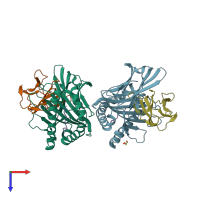 PDB entry 3v5k coloured by chain, top view.