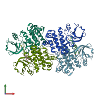 PDB entry 3v5l coloured by chain, front view.