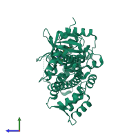 PDB entry 3v5p coloured by chain, side view.