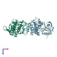 PDB entry 3v5q coloured by chain, top view.