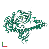 PDB entry 3v5t coloured by chain, front view.