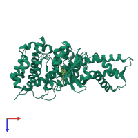 PDB entry 3v5t coloured by chain, top view.