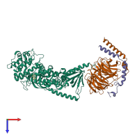 PDB entry 3v5w coloured by chain, top view.