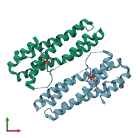 PDB entry 3v5x coloured by chain, front view.