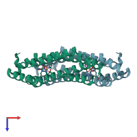 PDB entry 3v5x coloured by chain, top view.
