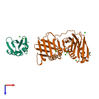 PDB entry 3v61 coloured by chain, top view.