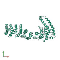 PDB entry 3v6a coloured by chain, front view.