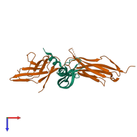 PDB entry 3v6b coloured by chain, top view.